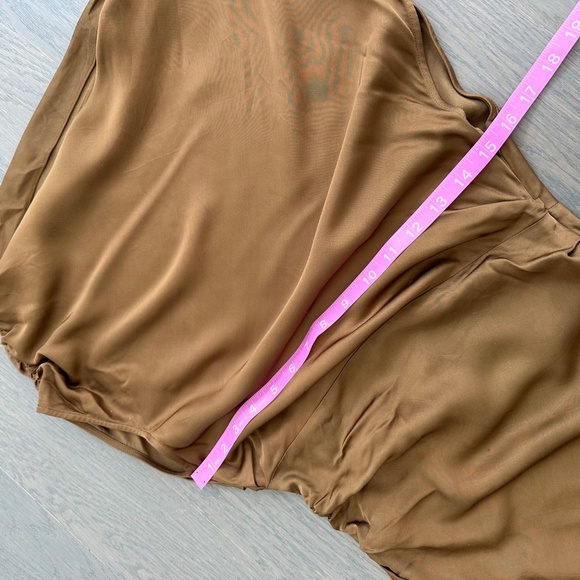 A.L.C. Penny Dress Draped Shoulder Brown Satin Maxi Gown - Size 2 - ALC Mocha - Picture 10 of 14
